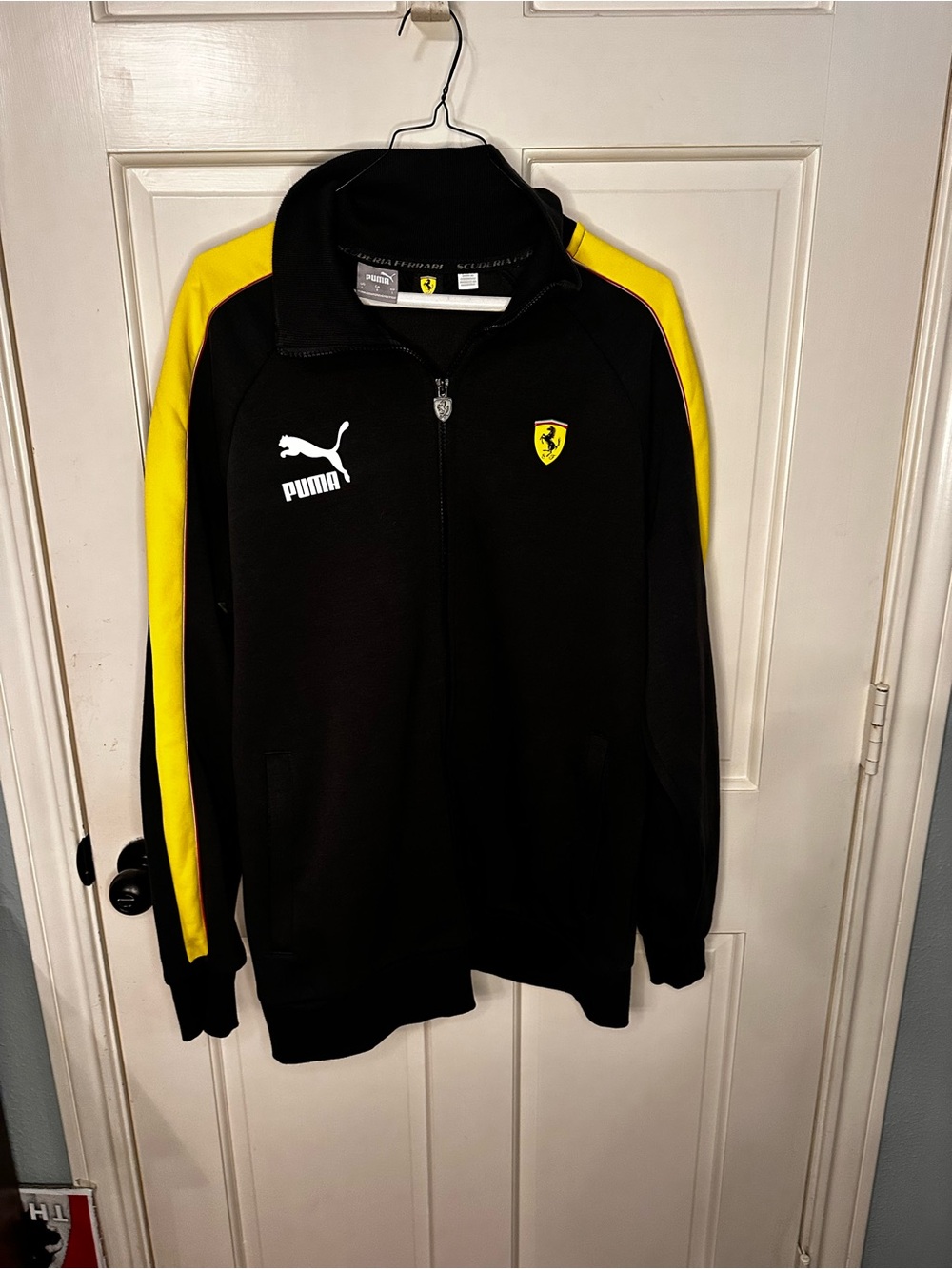 Ferrari Men’s L Black and Yellow Puma Zip-Front Track Jacket